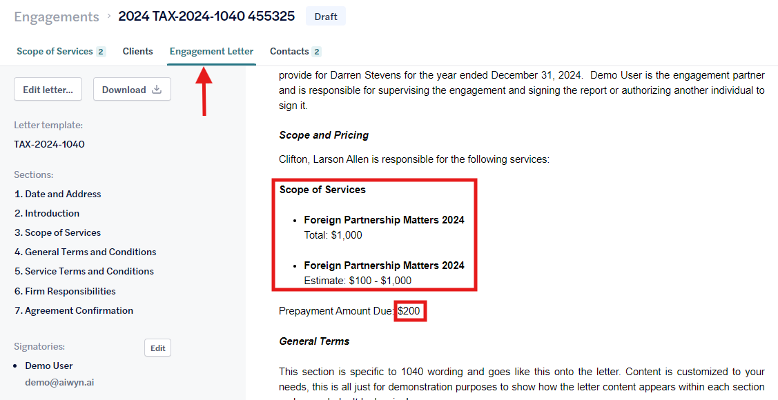 Engagement Letter - Prepayment Preview.png