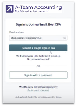 Magic Link Request Page - Client Portal.png