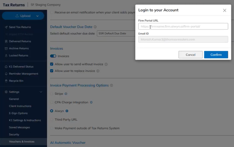 Safesend - Prompt for portal URL.png